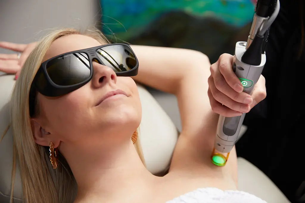 Patient receiving laser hair removal treatment in Charlotte, North Carolina